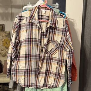 Time and Tru Multicolor Plaid Shirt